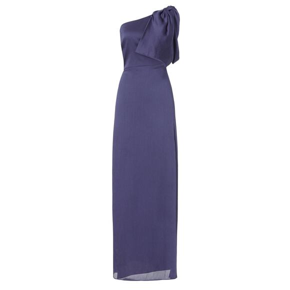 Sachin & Babi Chelsea Navy Blue Bow One Shoulder Sleeveless Formal Gown Size 2 - Picture 5 of 16